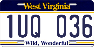 WV license plate 1UQ036