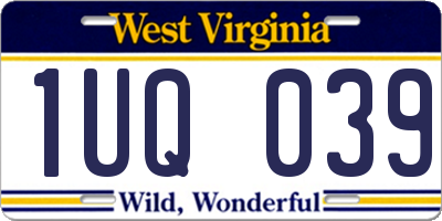 WV license plate 1UQ039