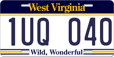 WV license plate 1UQ040