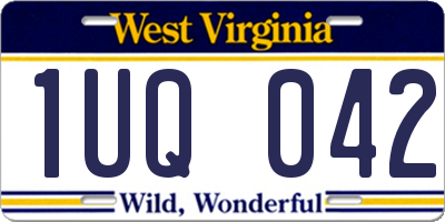 WV license plate 1UQ042