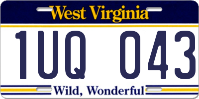 WV license plate 1UQ043