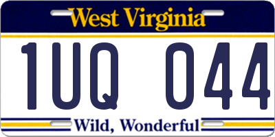 WV license plate 1UQ044