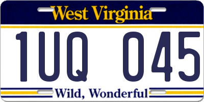 WV license plate 1UQ045