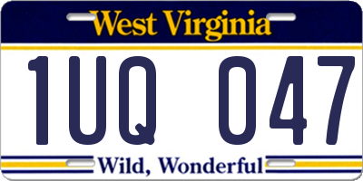 WV license plate 1UQ047