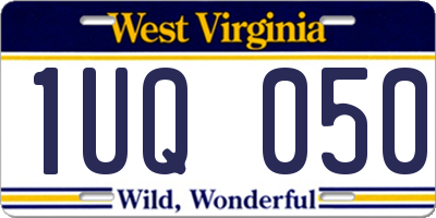 WV license plate 1UQ050