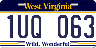 WV license plate 1UQ063