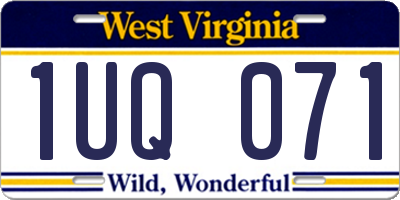 WV license plate 1UQ071