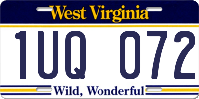 WV license plate 1UQ072