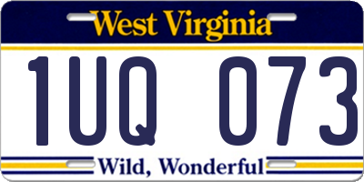 WV license plate 1UQ073