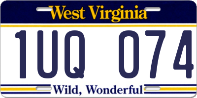 WV license plate 1UQ074