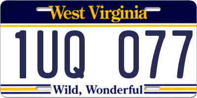 WV license plate 1UQ077