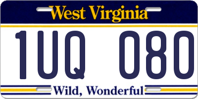 WV license plate 1UQ080