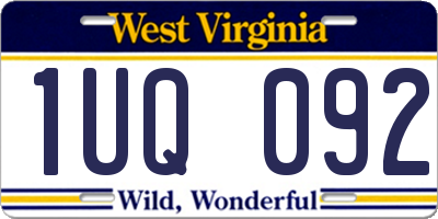 WV license plate 1UQ092