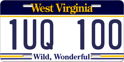 WV license plate 1UQ100