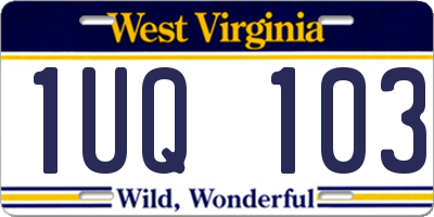 WV license plate 1UQ103