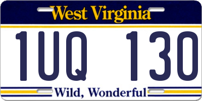 WV license plate 1UQ130