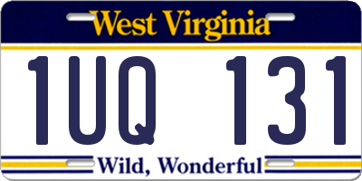 WV license plate 1UQ131