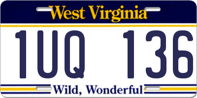 WV license plate 1UQ136