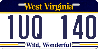 WV license plate 1UQ140
