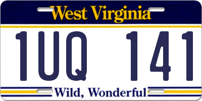 WV license plate 1UQ141