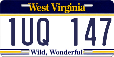 WV license plate 1UQ147