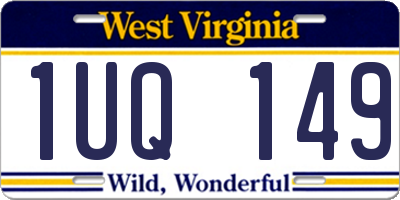 WV license plate 1UQ149