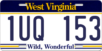 WV license plate 1UQ153