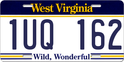 WV license plate 1UQ162