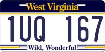 WV license plate 1UQ167