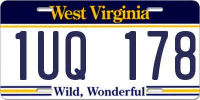 WV license plate 1UQ178