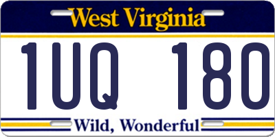 WV license plate 1UQ180