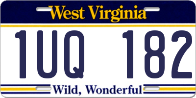 WV license plate 1UQ182