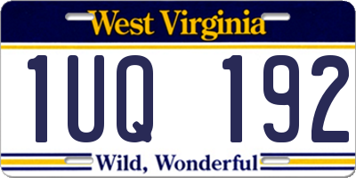 WV license plate 1UQ192