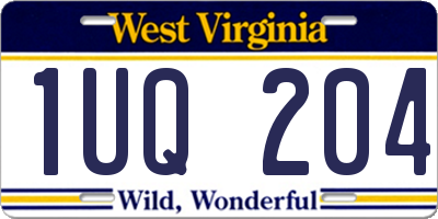 WV license plate 1UQ204