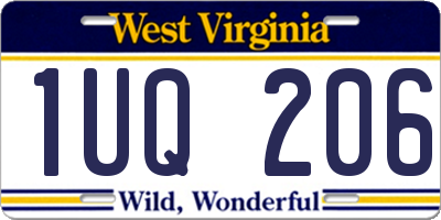 WV license plate 1UQ206