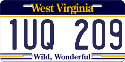 WV license plate 1UQ209
