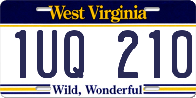 WV license plate 1UQ210