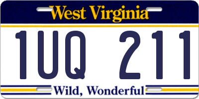 WV license plate 1UQ211