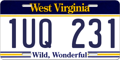 WV license plate 1UQ231