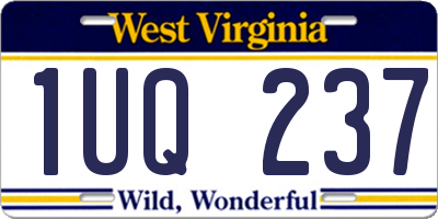 WV license plate 1UQ237