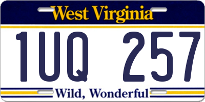 WV license plate 1UQ257
