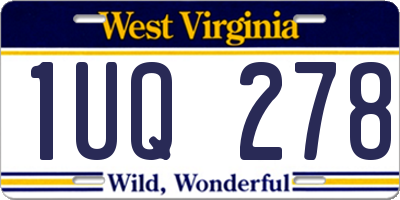 WV license plate 1UQ278