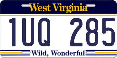 WV license plate 1UQ285
