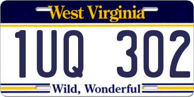 WV license plate 1UQ302