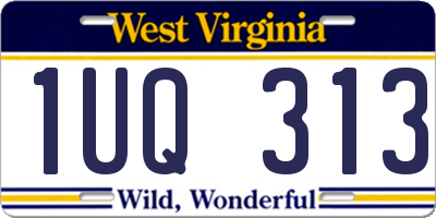 WV license plate 1UQ313