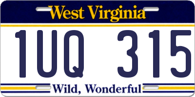 WV license plate 1UQ315