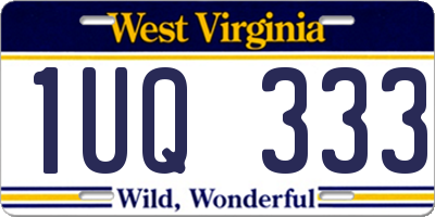 WV license plate 1UQ333
