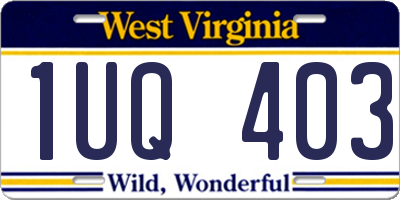 WV license plate 1UQ403
