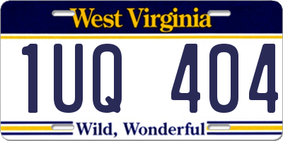 WV license plate 1UQ404