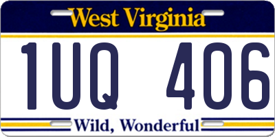 WV license plate 1UQ406